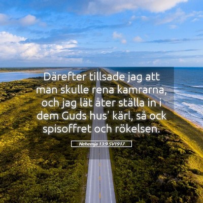 Picture 05 - Nehemja 13:9 SV1917 - Därefter tillsade jag att man skulle rena - Bible Verse Picture