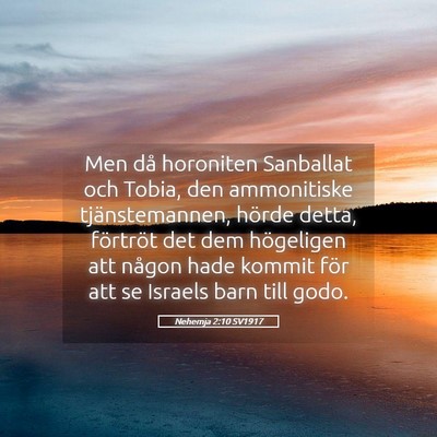 Picture 05 - Nehemja 2:10 SV1917 - Men då horoniten Sanballat och Tobia, den - Bible Verse Picture