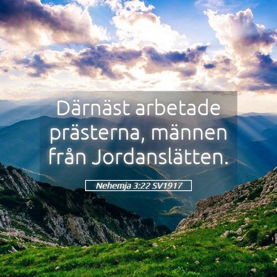 Picture 05 - Nehemja 3:22 SV1917 - Därnäst arbetade prästerna, männen från - Bible Verse Picture