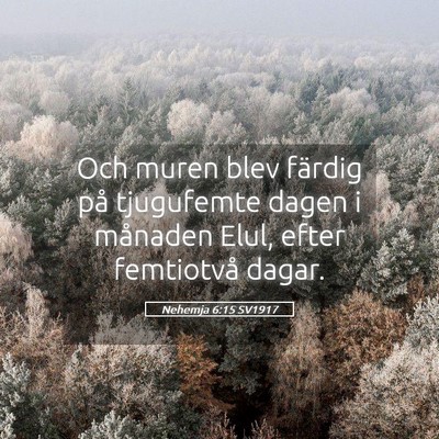Picture 05 - Nehemja 6:15 SV1917 - Och muren blev färdig på tjugufemte dagen i - Bible Verse Picture
