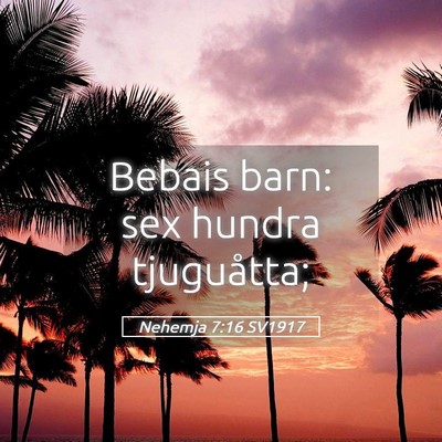 Picture 05 - Nehemja 7:16 SV1917 - Bebais barn: sex hundra - Bible Verse Picture