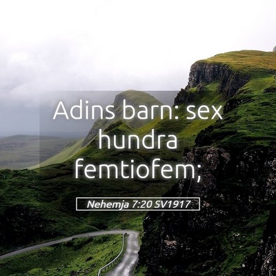 Picture 05 - Nehemja 7:20 SV1917 - Adins barn: sex hundra - Bible Verse Picture