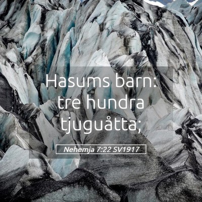 Picture 05 - Nehemja 7:22 SV1917 - Hasums barn: tre hundra - Bible Verse Picture