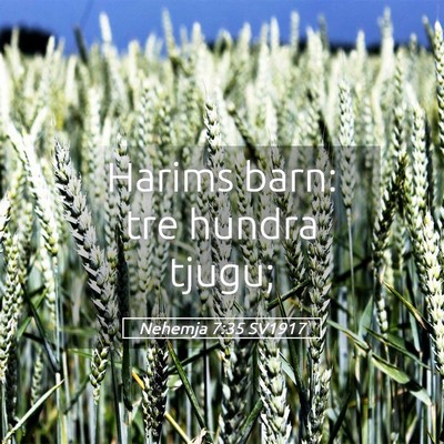 Picture 05 - Nehemja 7:35 SV1917 - Harims barn: tre hundra - Bible Verse Picture
