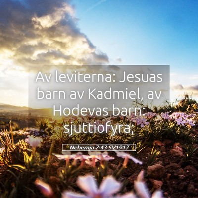 Picture 05 - Nehemja 7:43 SV1917 - Av leviterna: Jesuas barn av Kadmiel, av Hodevas - Bible Verse Picture