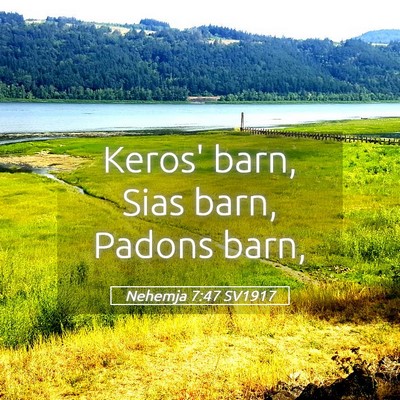 Picture 05 - Nehemja 7:47 SV1917 - Keros' barn, Sias barn, Padons - Bible Verse Picture