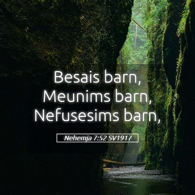 Picture 05 - Nehemja 7:52 SV1917 - Besais barn, Meunims barn, Nefusesims - Bible Verse Picture