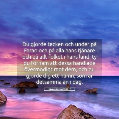 Picture 05 - Nehemja 9:10 SV1917 - Du gjorde tecken och under på Farao och på alla - Bible Verse Picture