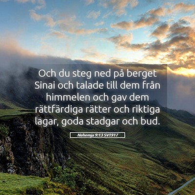 Picture 05 - Nehemja 9:13 SV1917 - Och du steg ned på berget Sinai och talade till - Bible Verse Picture