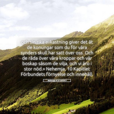 Picture 05 - Nehemja 9:37 SV1917 - och sin rika avkastning giver det åt de konungar - Bible Verse Picture