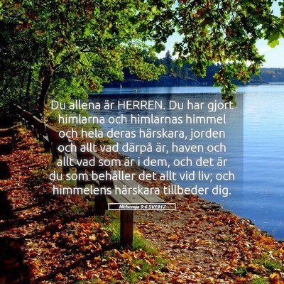 Picture 05 - Nehemja 9:6 SV1917 - Du allena är HERREN. Du har gjort himlarna och - Bible Verse Picture