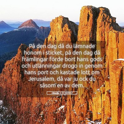 Picture 05 - Obadja 1:11 SV1917 - På den dag då du lämnade honom i sticket, på - Bible Verse Picture