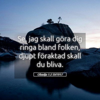 Picture 05 - Obadja 1:2 SV1917 - Se, jag skall göra dig ringa bland folken, djupt - Bible Verse Picture