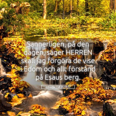 Picture 05 - Obadja 1:8 SV1917 - Sannerligen, på den dagen, säger HERREN skall - Bible Verse Picture