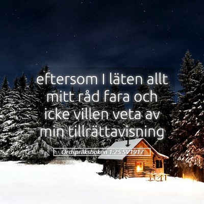 Picture 05 - Ordspråksboken 1:25 SV1917 - eftersom I läten allt mitt råd fara och icke - Bible Verse Picture