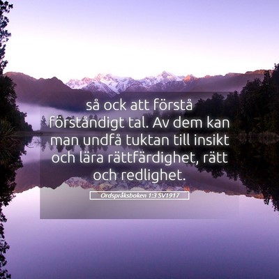 Picture 05 - Ordspråksboken 1:3 SV1917 - så ock att förstå förståndigt tal. Av dem - Bible Verse Picture