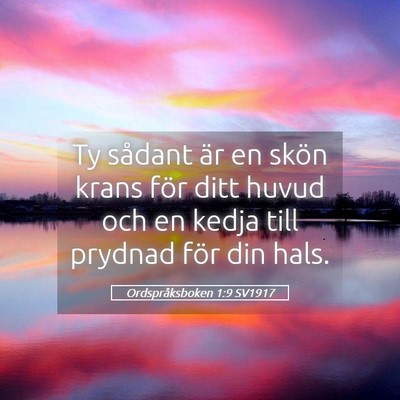 Picture 05 - Ordspråksboken 1:9 SV1917 - Ty sådant är en skön krans för ditt huvud och - Bible Verse Picture