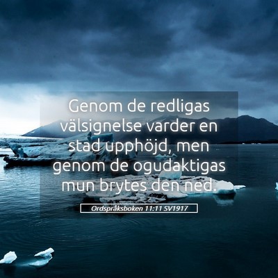 Picture 05 - Ordspråksboken 11:11 SV1917 - Genom de redligas välsignelse varder en stad - Bible Verse Picture