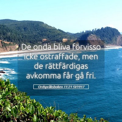 Picture 05 - Ordspråksboken 11:21 SV1917 - De onda bliva förvisso icke ostraffade, men de - Bible Verse Picture