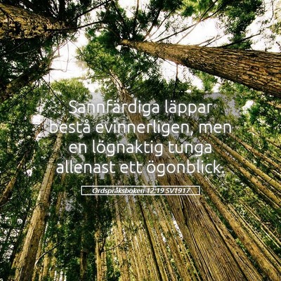 Picture 05 - Ordspråksboken 12:19 SV1917 - Sannfärdiga läppar bestå evinnerligen, men en - Bible Verse Picture
