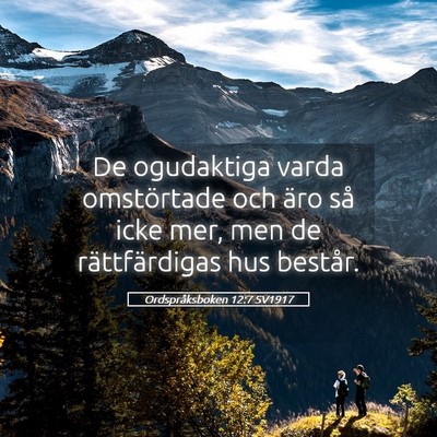 Picture 05 - Ordspråksboken 12:7 SV1917 - De ogudaktiga varda omstörtade och äro så icke - Bible Verse Picture