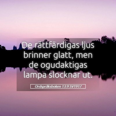 Picture 05 - Ordspråksboken 13:9 SV1917 - De rättfärdigas ljus brinner glatt, men de - Bible Verse Picture