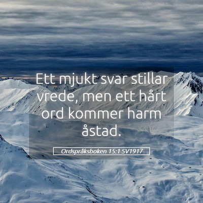 Picture 05 - Ordspråksboken 15:1 SV1917 - Ett mjukt svar stillar vrede, men ett hårt ord - Bible Verse Picture