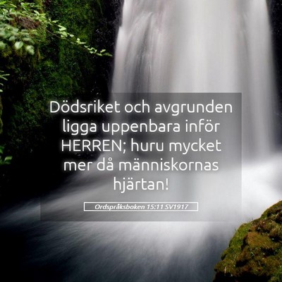 Picture 05 - Ordspråksboken 15:11 SV1917 - Dödsriket och avgrunden ligga uppenbara inför - Bible Verse Picture