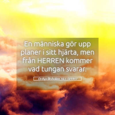 Picture 05 - Ordspråksboken 16:1 SV1917 - En människa gör upp planer i sitt hjärta, men - Bible Verse Picture