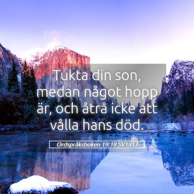 Picture 05 - Ordspråksboken 19:18 SV1917 - Tukta din son, medan något hopp är, och åtrå - Bible Verse Picture