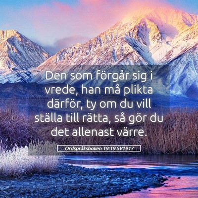 Picture 05 - Ordspråksboken 19:19 SV1917 - Den som förgår sig i vrede, han må plikta - Bible Verse Picture