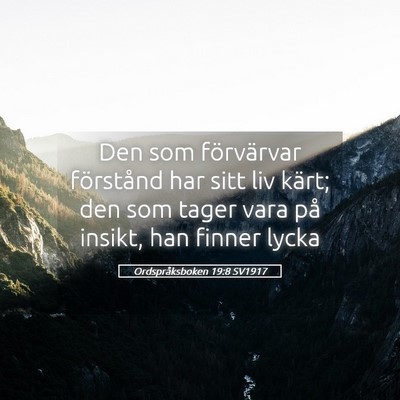 Picture 05 - Ordspråksboken 19:8 SV1917 - Den som förvärvar förstånd har sitt liv - Bible Verse Picture