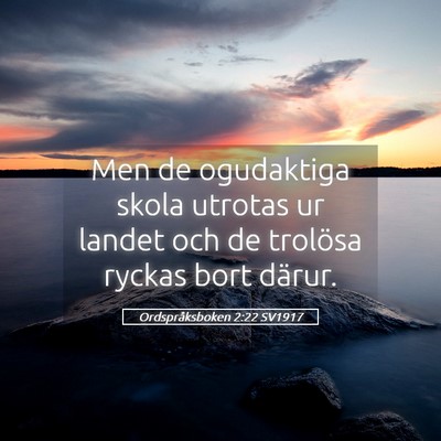 Picture 05 - Ordspråksboken 2:22 SV1917 - Men de ogudaktiga skola utrotas ur landet och de - Bible Verse Picture