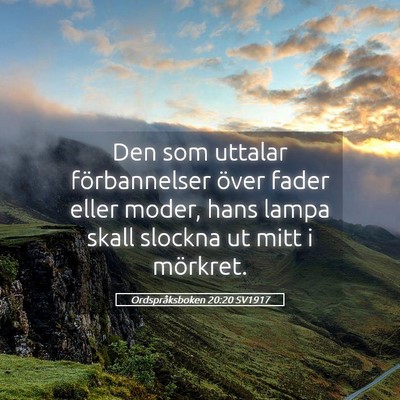 Picture 05 - Ordspråksboken 20:20 SV1917 - Den som uttalar förbannelser över fader eller - Bible Verse Picture