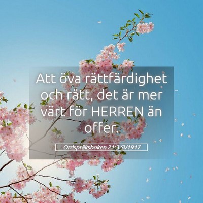 Picture 05 - Ordspråksboken 21:3 SV1917 - Att öva rättfärdighet och rätt, det är mer - Bible Verse Picture