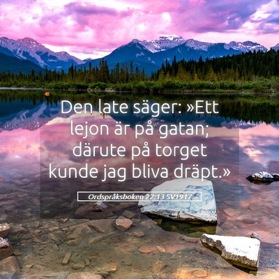 Picture 05 - Ordspråksboken 22:13 SV1917 - Den late säger: »Ett lejon är på gatan; - Bible Verse Picture