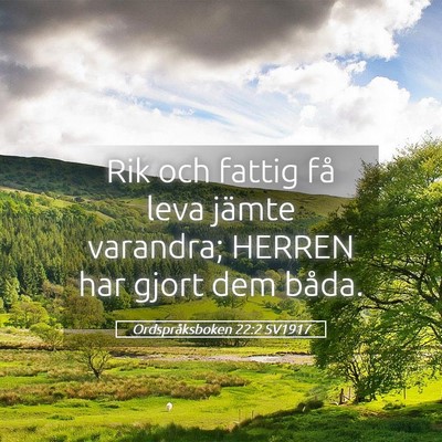 Picture 05 - Ordspråksboken 22:2 SV1917 - Rik och fattig få leva jämte varandra; HERREN - Bible Verse Picture