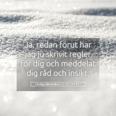 Picture 05 - Ordspråksboken 22:20 SV1917 - Ja, redan förut har jag ju skrivit regler för - Bible Verse Picture