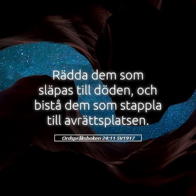 Picture 05 - Ordspråksboken 24:11 SV1917 - Rädda dem som släpas till döden, och bistå - Bible Verse Picture