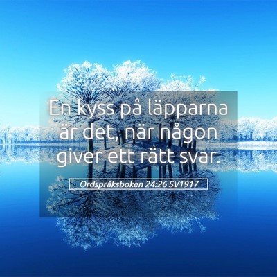 Picture 05 - Ordspråksboken 24:26 SV1917 - En kyss på läpparna är det, när någon giver - Bible Verse Picture