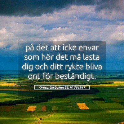 Picture 05 - Ordspråksboken 25:10 SV1917 - på det att icke envar som hör det må lasta dig - Bible Verse Picture