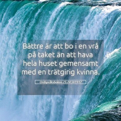 Picture 05 - Ordspråksboken 25:24 SV1917 - Bättre är att bo i en vrå på taket än att - Bible Verse Picture