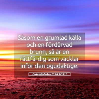 Picture 05 - Ordspråksboken 25:26 SV1917 - Såsom en grumlad källa och en fördärvad - Bible Verse Picture