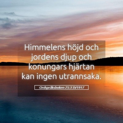 Picture 05 - Ordspråksboken 25:3 SV1917 - Himmelens höjd och jordens djup och konungars - Bible Verse Picture