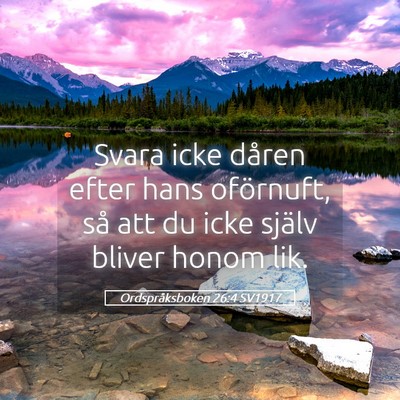 Picture 05 - Ordspråksboken 26:4 SV1917 - Svara icke dåren efter hans oförnuft, så att - Bible Verse Picture