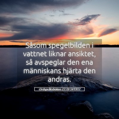 Picture 05 - Ordspråksboken 27:19 SV1917 - Såsom spegelbilden i vattnet liknar ansiktet, - Bible Verse Picture
