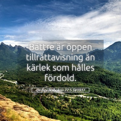 Picture 05 - Ordspråksboken 27:5 SV1917 - Bättre är öppen tillrättavisning än kärlek - Bible Verse Picture
