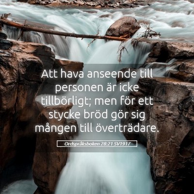 Picture 05 - Ordspråksboken 28:21 SV1917 - Att hava anseende till personen är icke - Bible Verse Picture