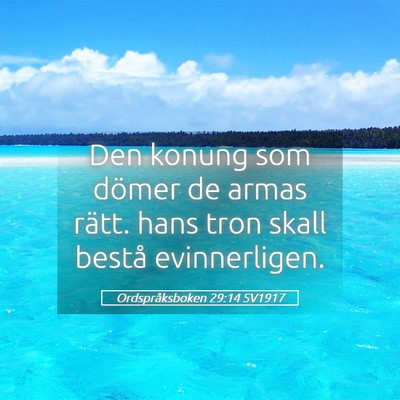 Picture 05 - Ordspråksboken 29:14 SV1917 - Den konung som dömer de armas rätt. hans tron - Bible Verse Picture