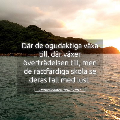 Picture 05 - Ordspråksboken 29:16 SV1917 - Där de ogudaktiga växa till, där växer - Bible Verse Picture